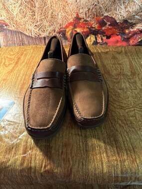 Sperry Men's Authentic Original Harbor Penny Loafers Brown Suede and Leather